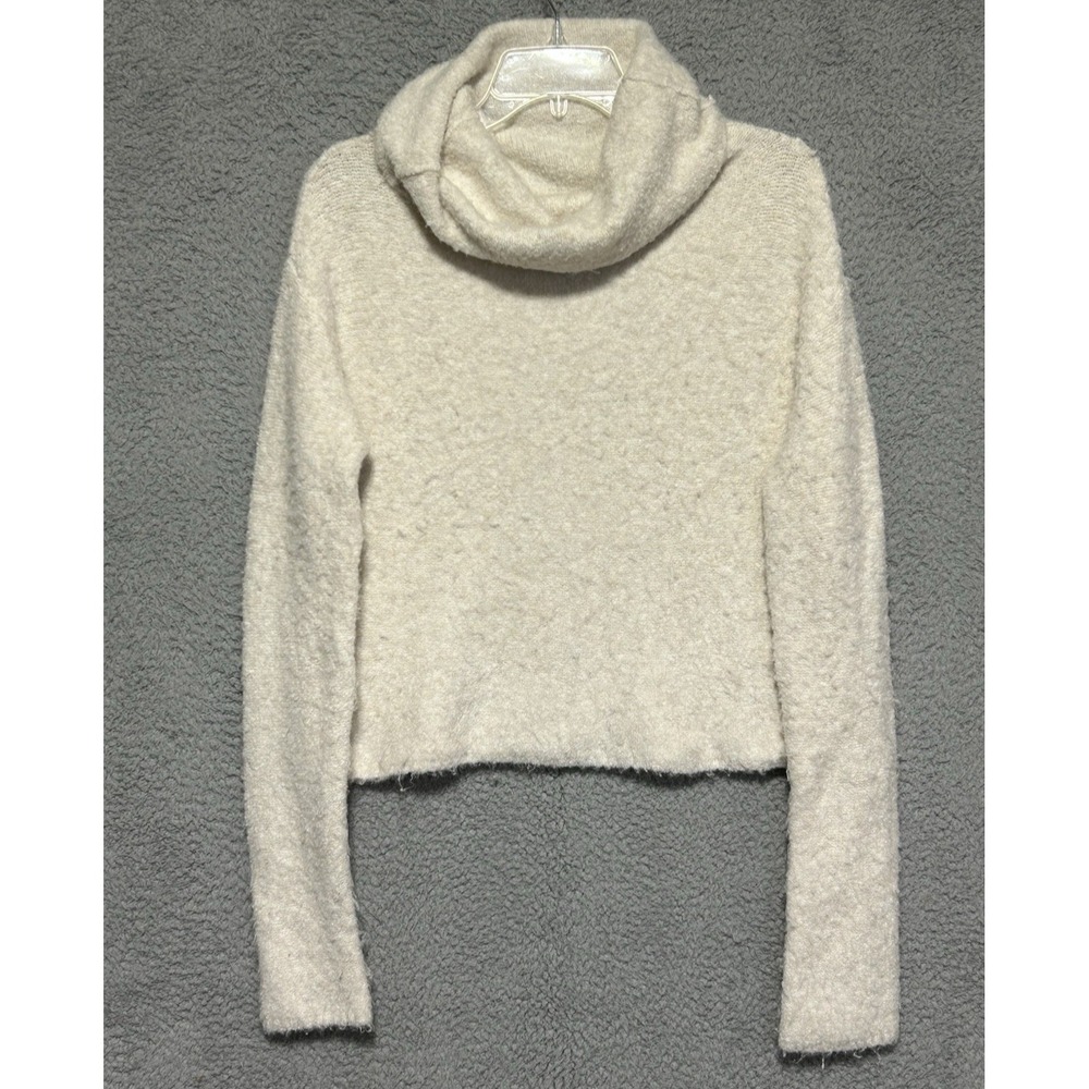 Free People Womens Soft Wool Alpaca Blend Cowl Neck Sweater Ivory Size M